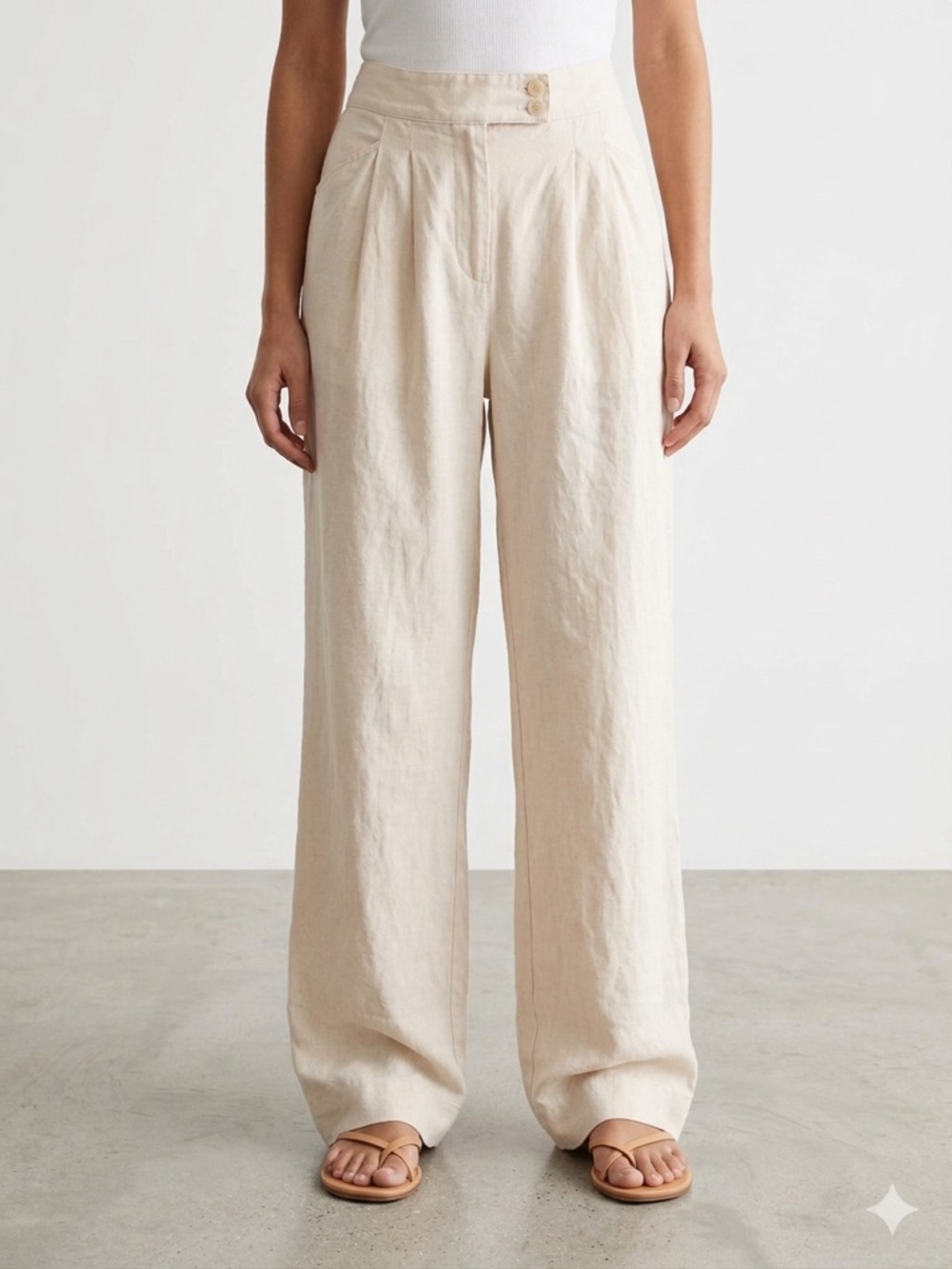 CAbi Neutral Wide-Leg Pants in Beige